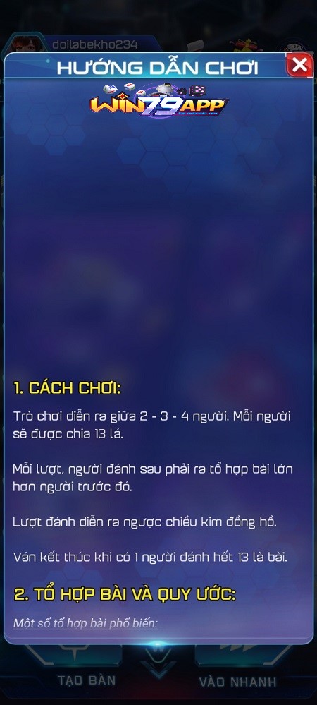 luật chơi game tiến lên win79