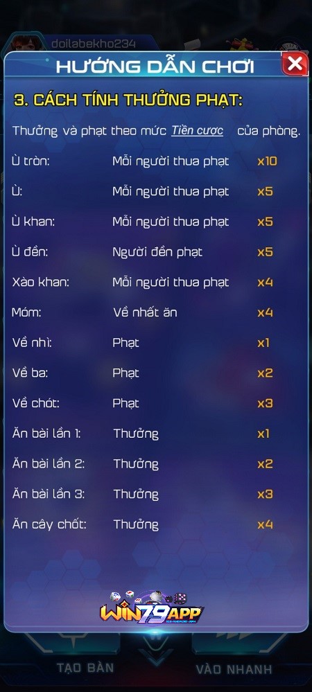 cách tính thưởng trong game phỏm